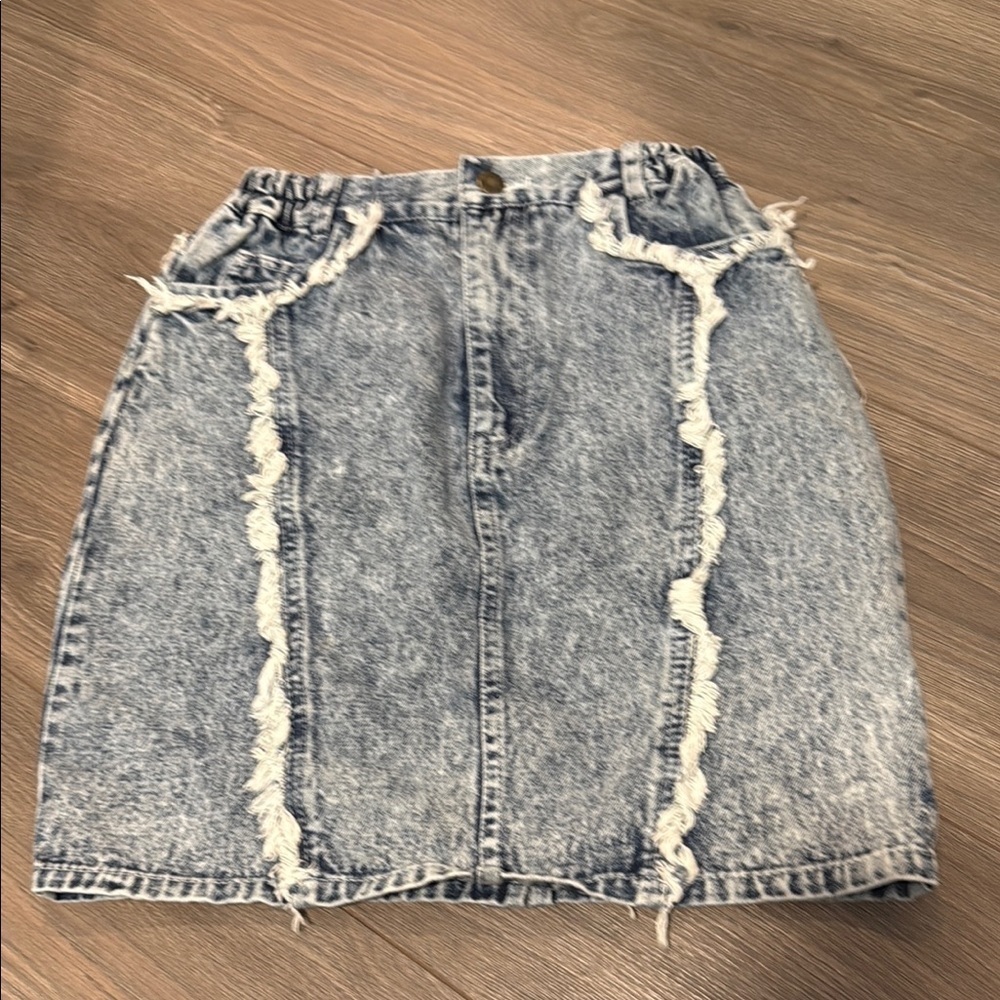 Mainwear | Denim Frayed Distressed Women's Skirt - XS-small